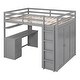 preview thumbnail 23 of 37, Muti-functional Full size Loft Bed with Drawers,Desk,and Wardrobe,Solid Construction