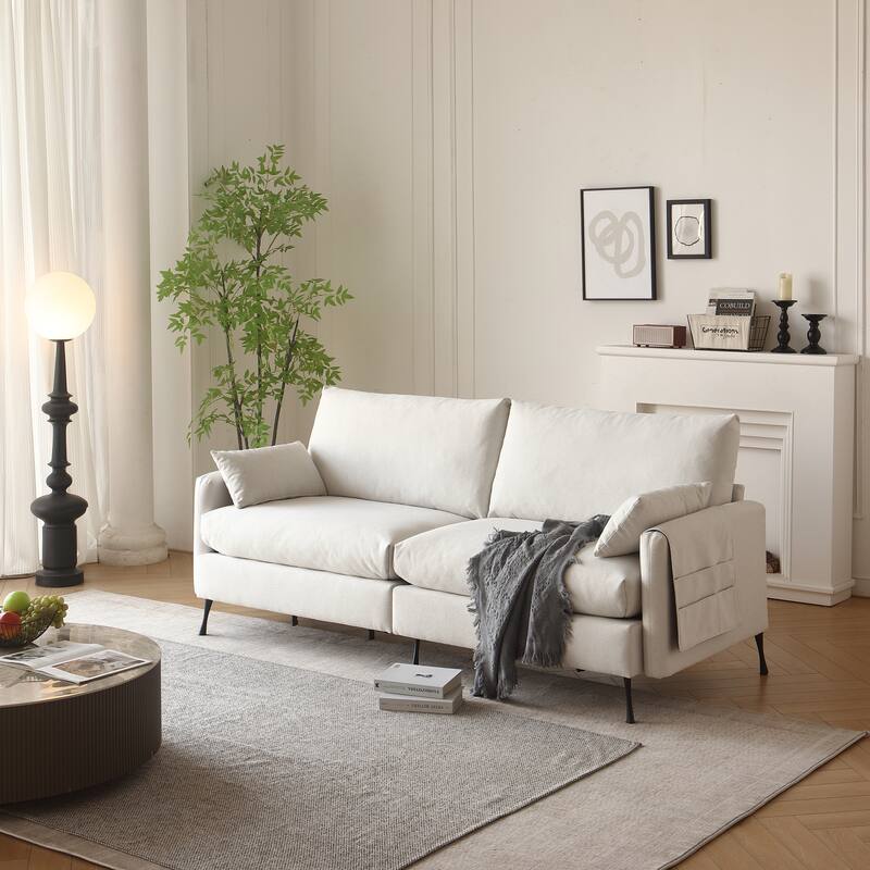 Deep 3-Seater Cloud Couch With 2 Armrest Pillows And 2 Toss Pillows, Love Seat Bedroom Office Apartment