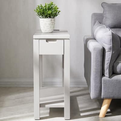 Leick Home Charging Cade Wood Side Table with Drawer