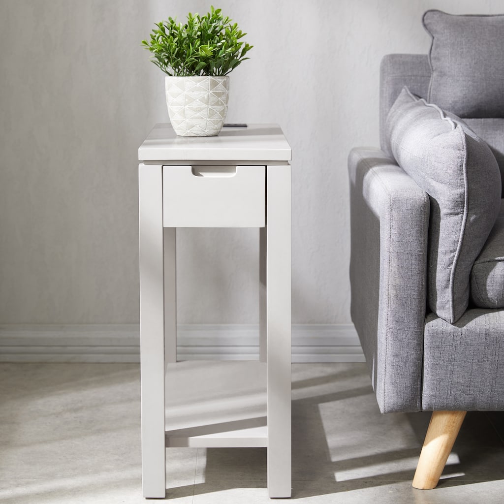 Leick Home Charging Cade Wood Side Table with Drawer