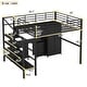 preview thumbnail 6 of 15, Black Metal Bed Frame, Full Size Loft Bed with Built-in Desk, Wardrobe and Storage Shelves for Children, Boys and Girls