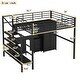 preview thumbnail 16 of 15, Multifunctional Design Metal Loft Bed With Table Set, Storage Stairs and Wardrobe, Full Size, Black
