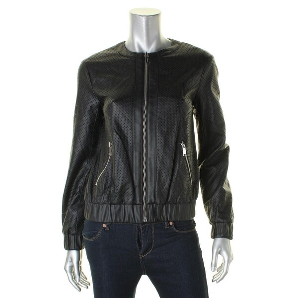 michael kors leather bomber jacket womens