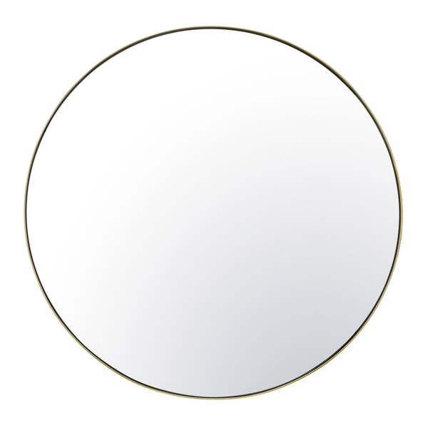 slide 2 of 6, Varaluz Tablet Round Wall Mirror 40"W x 40"H - Gold
