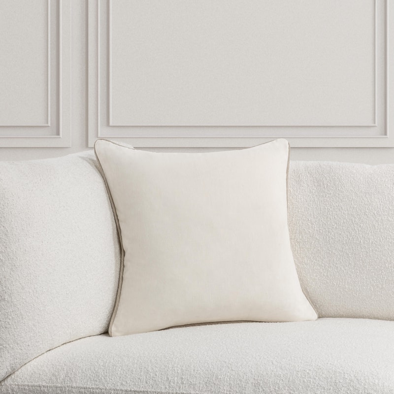 Villa by Classic Home Harriet Velvet Throw Pillow - 22x22 - Ivory