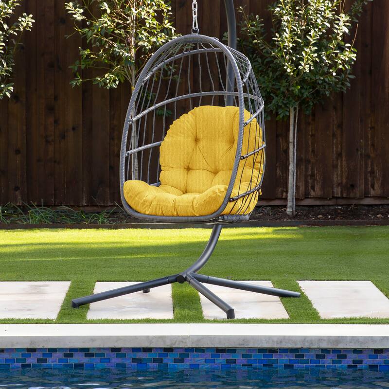 Sorra Home Sunbrella Outdoor Egg Chair Replacement Cushion - 44 in L x 27 in W x 4 in D - Sunflower