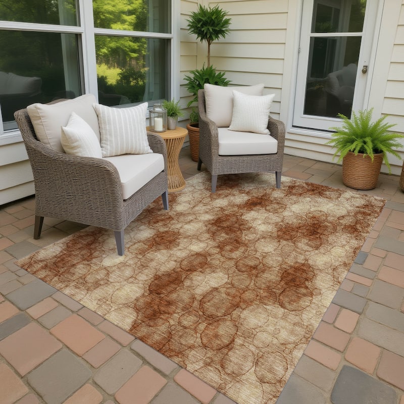 Machine Washable Indoor/ Outdoor Modern Aby Chantille Rug - Paprika - 3' x 5'