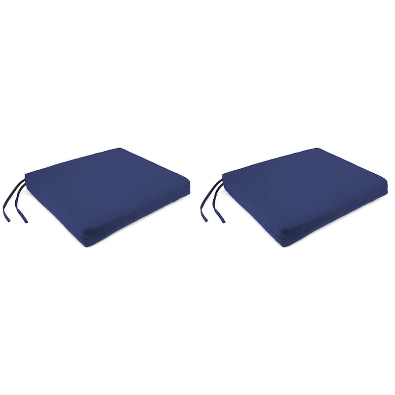 Sunbrella 19" x 17" Outdoor Seat Cushion with Ties - Set of 2 - 19" W x 17" L x 2" H - Echo Midnight