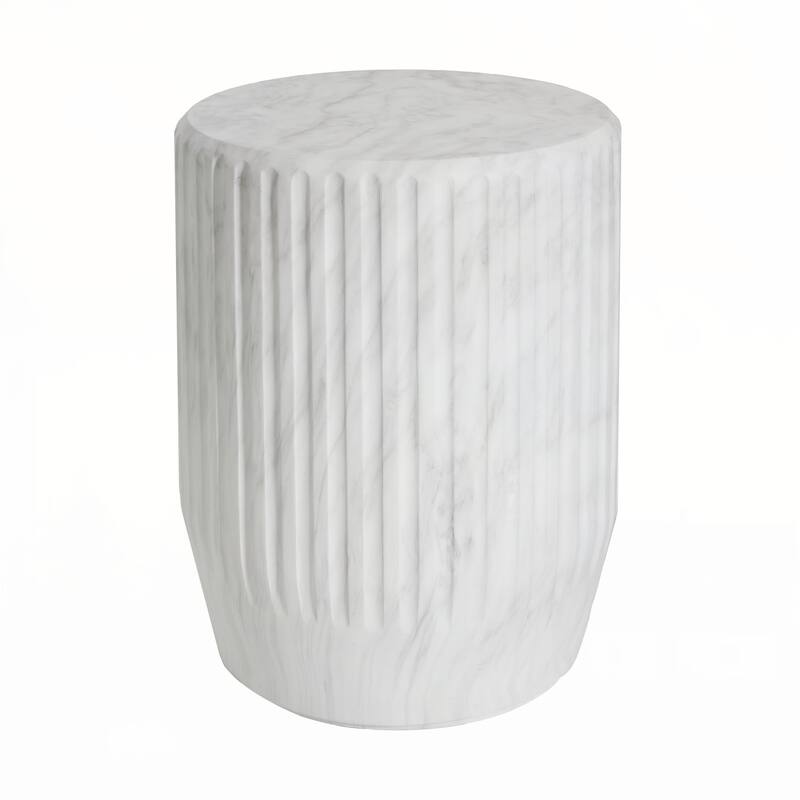 Outdoor Carved Side Table,White