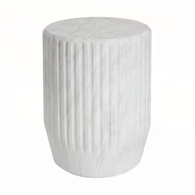 Outdoor Carved Side Table,White