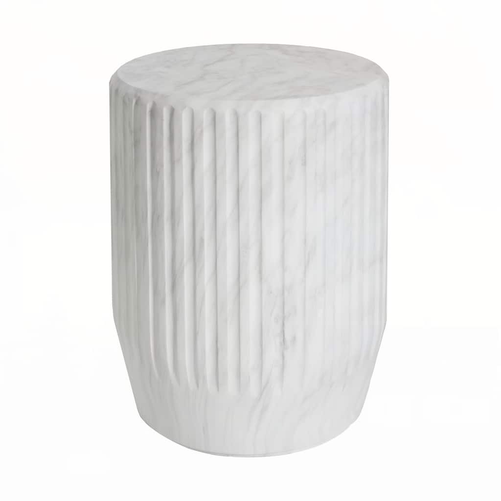 Outdoor Carved Side Table,White