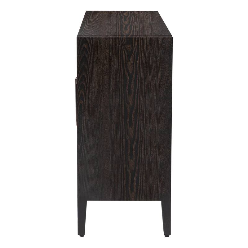 Modern MDF Storage Cabinet with Tempered Glass Doors and Adjustable Shelf for Living Room & Entryway