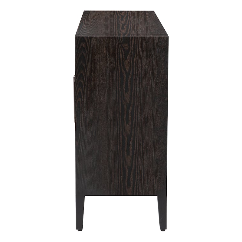 Wood Storage Cabinet with 3 Tempered Glass Doors, Adjustable Shelves,Metal Handles Ideal for Living Room, Study, Entryway
