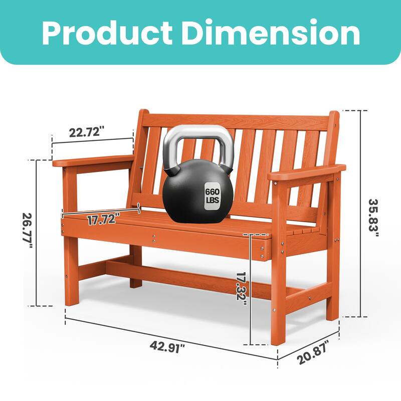 Outdoor 2-Person Garden Bench 42.92-in W x 35.83-in H