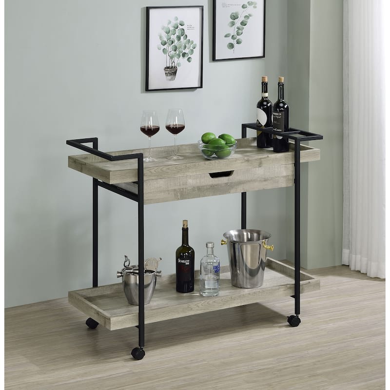 Ventura Grey Driftwood 1-drawer Engineered Wood Bar Cart