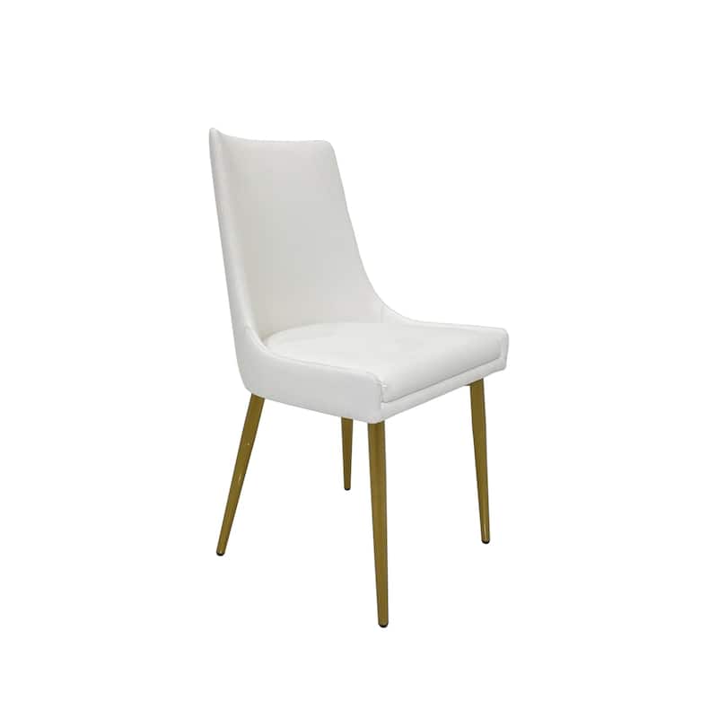 Dining Chair with PU Seat and Matte Gold Legs, Set of 2