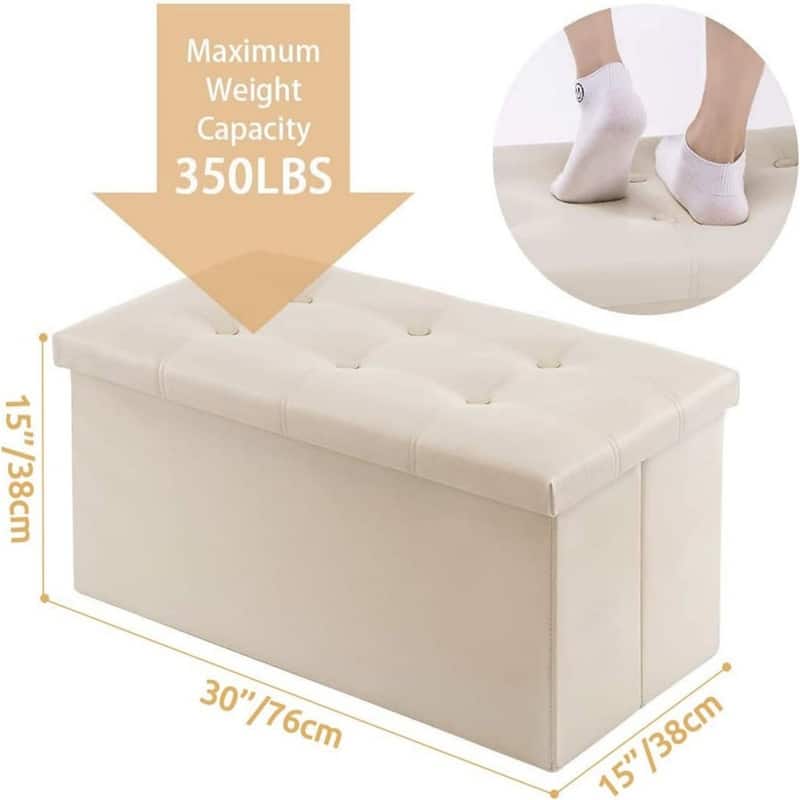 30 inches Folding Storage Ottoman 80L