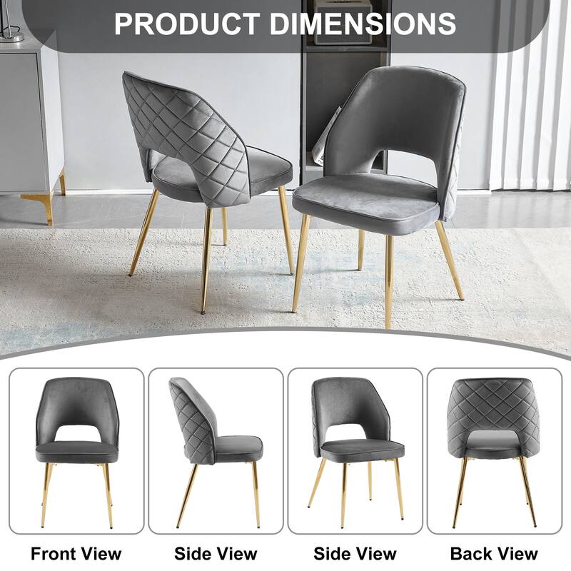 Stylish Velvet Dining Chairs with Metal Legs and Hollow Back, Set of 4 for a Modern and Inviting Dining Experience.