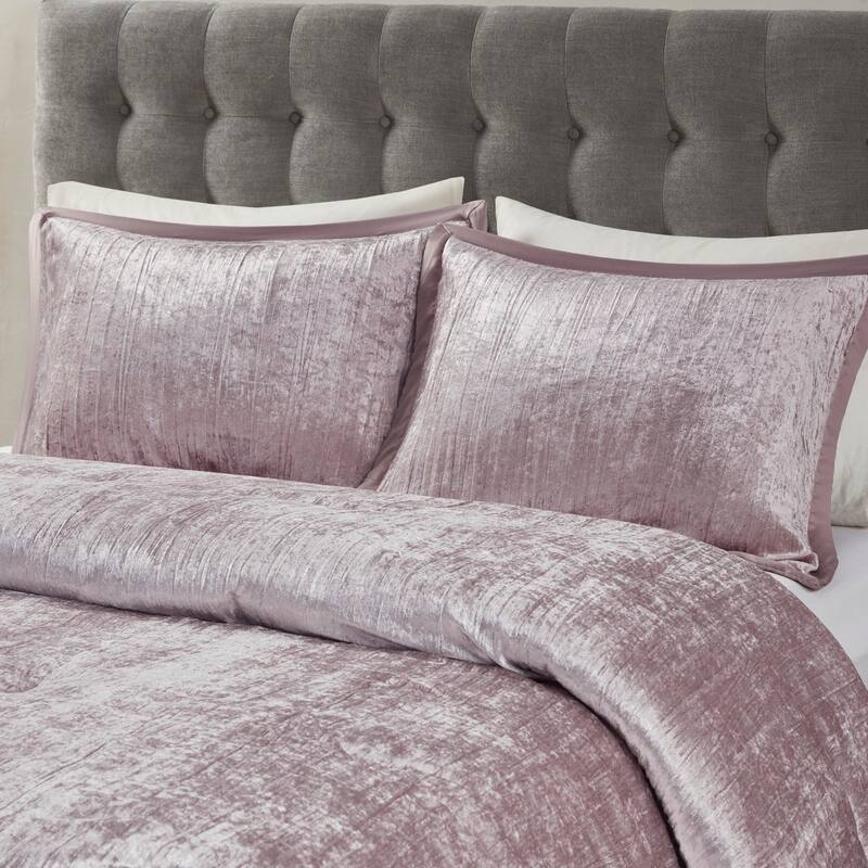 GDF Studio - Crinkle Velvet Comforter Set with Decorative Pillows