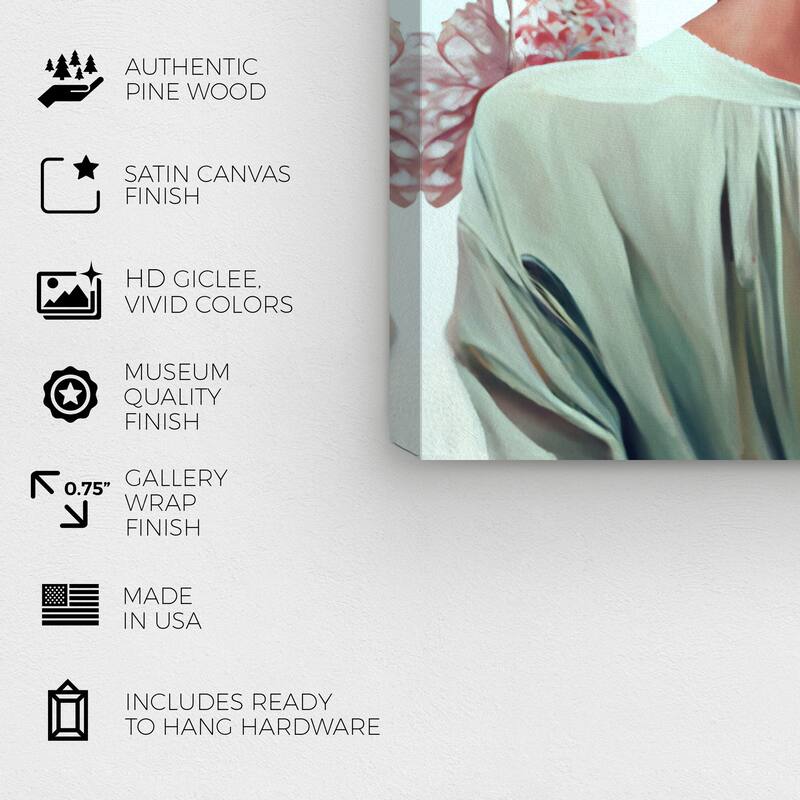 Wynwood Studio Fashion and Glam Genevieve Green and Mint Green Traditional Wall Art Canvas Print