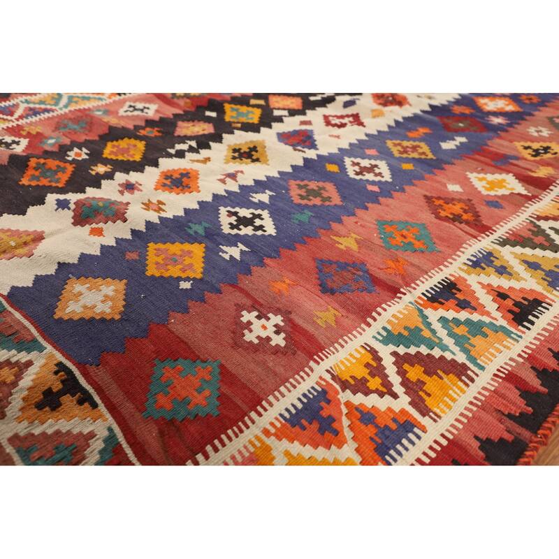Reversible Kilim Qashqai Persian Vintage Rug Hand-Woven Wool Carpet - 4'11"x 7'8"