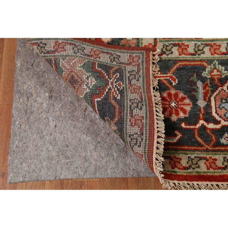Geometric Heriz Serapi Indian Area Rug Hand-Knotted Wool Carpet - 8'9"x 11'11"
