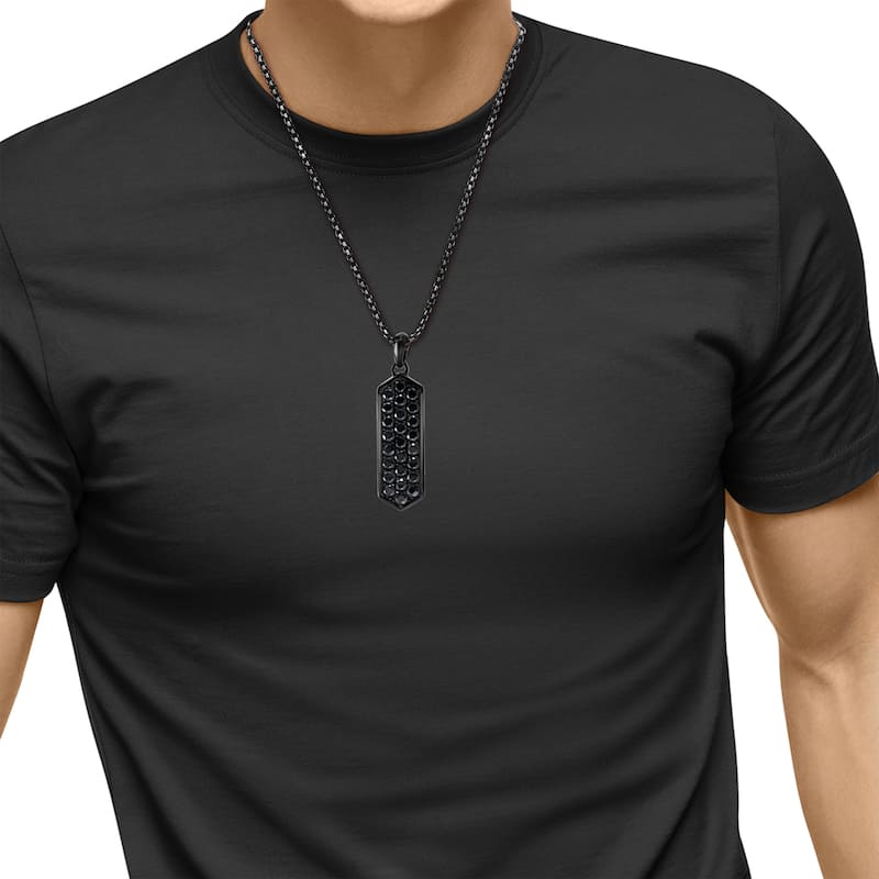 EFFY Men's 925 Sterling Silver Black Spinel Pendant Necklace