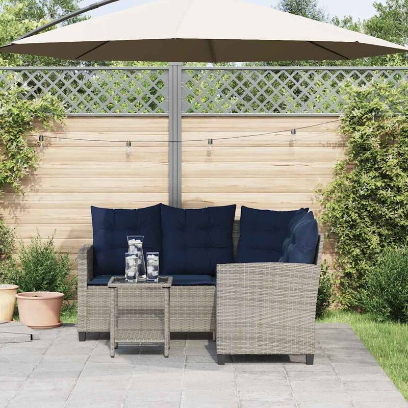 vidaXL Garden Sofa 2-Seater Outdoor Sofa Poly Rattan - 57.5 x 57.5 x 29.9 in