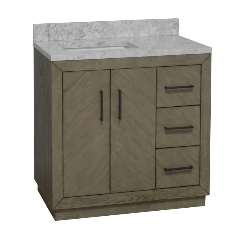 KitchenBathCollection Peyton 36" Bathroom Vanity with Carrara Marble Top