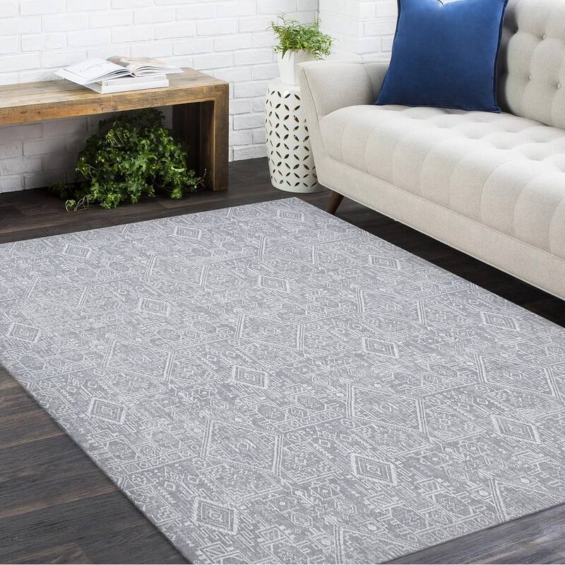 Overton Handmade Boho Oriental Area Rug - 8' 0" x 10' 0" - Grey