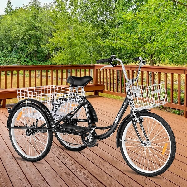 3 wheel sit down bicycle Three Cruiser Bike Two-Seater Adult Tricycle 20in 3-Wheeled Bicycles with Shopping Basket Traditional Design for Seniors(Size:Black) : Sports & Outdoors the sturdy three VHCLYBJU Adult Tricycle Foldable with