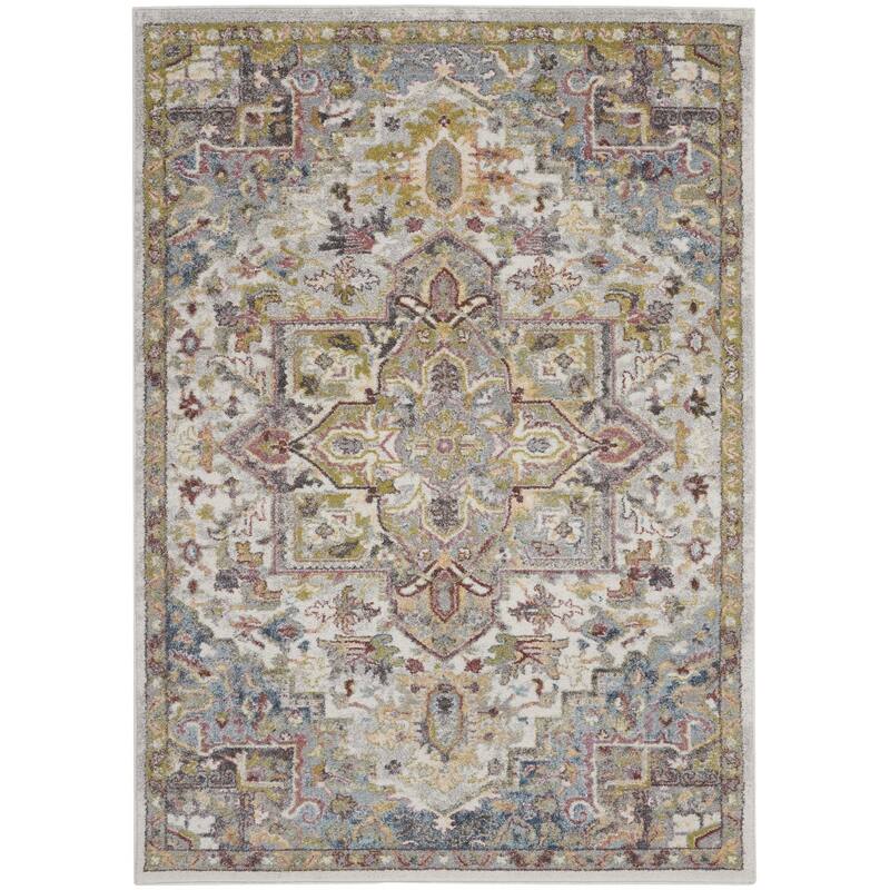 Cahow Power Loomed Floral Traditional Stain Resistant Area Rug By HomeRoots - 87' X '63' X '0.5