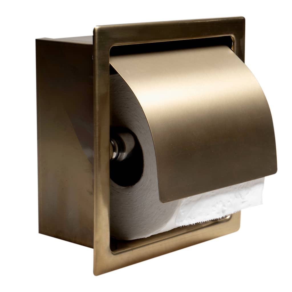 ALFI brand ABTPP77-BG PVD Brushed Gold Stainless Steel Recessed Toilet Paper Holder with Cover