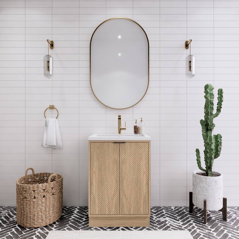 Milano 24" Freestanding Bathroom Vanity with White Acrylic Sink