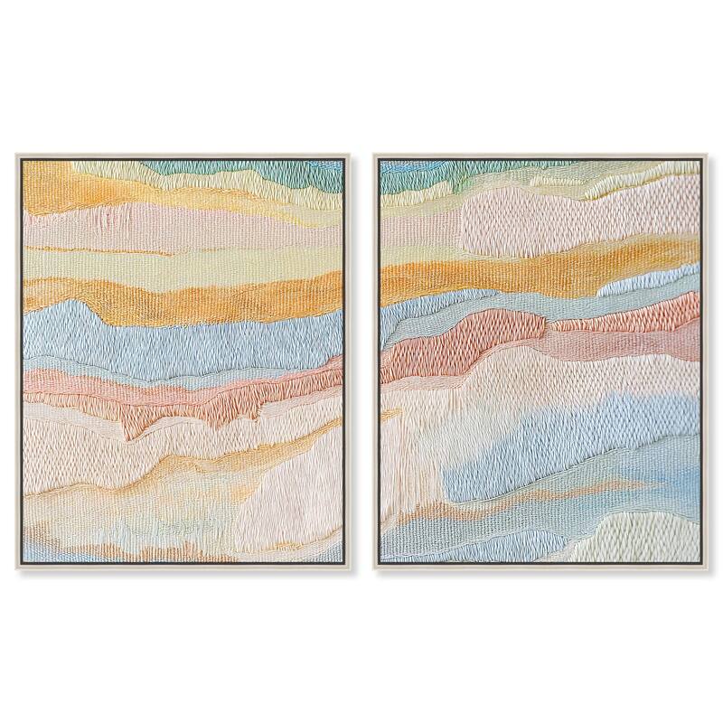 Morning Calm III Canvas Set of 2 by Art Remedy - 36" x 45" - Silver