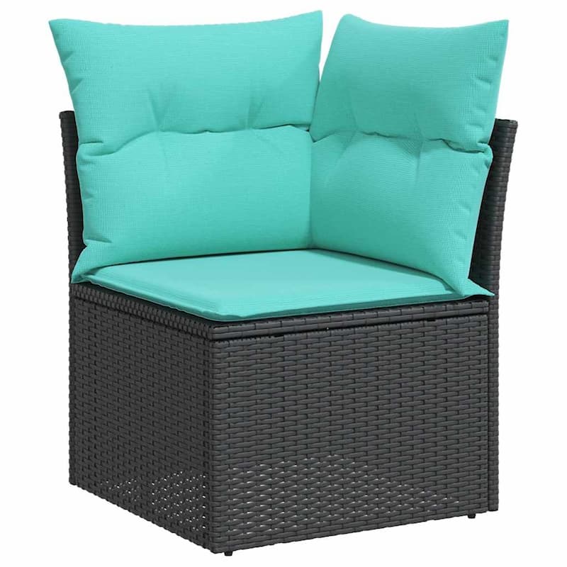 vidaXL Patio Sofa Set with Cushions Table and Couches 7 Piece Poly Rattan - 24.4" x 24.4" x 27.2"