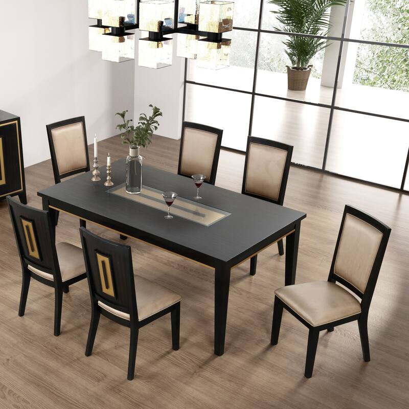 Furniture of America Nyx Modern 7-Piece Espresso Solid Wood Dining Set - Espresso