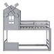 preview thumbnail 3 of 7, Grey Twin over Twin Bunk Bed with Roof and Window, with Guardrails and Ladder