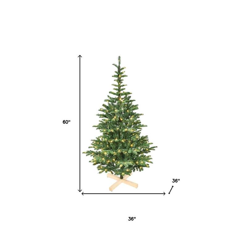 HomeRoots 5' Pre Lit Full Fir Christmas Tree - Green - 36.00 in. x 60.00 in. x 36.00 in.