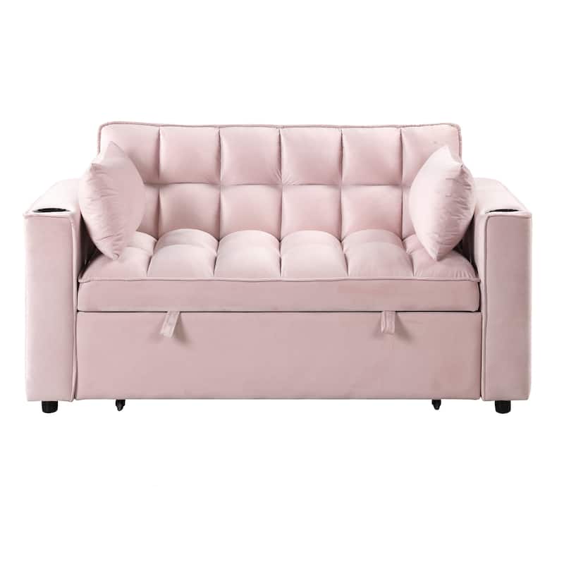 55.3" Sofa Bed with Cup Holder and USB Port for Living Room or Apartments