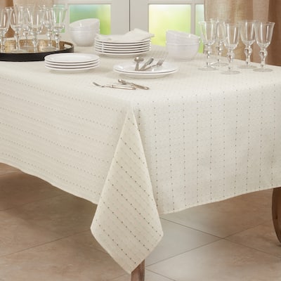 Cotton Blend Tablecloth With Stitched Line Design
