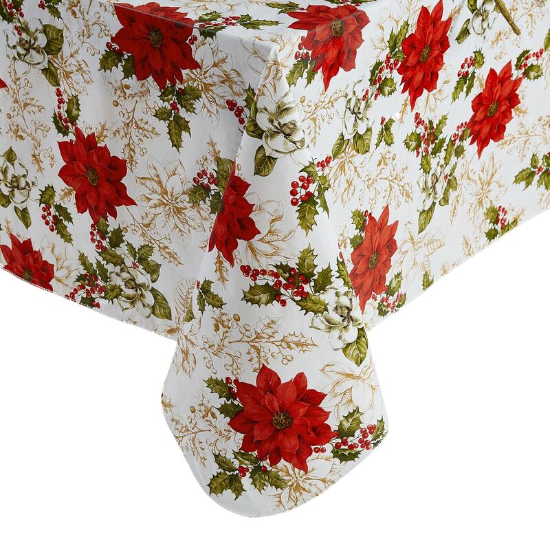 Poinsettia Grace Vinyl Tablecloth