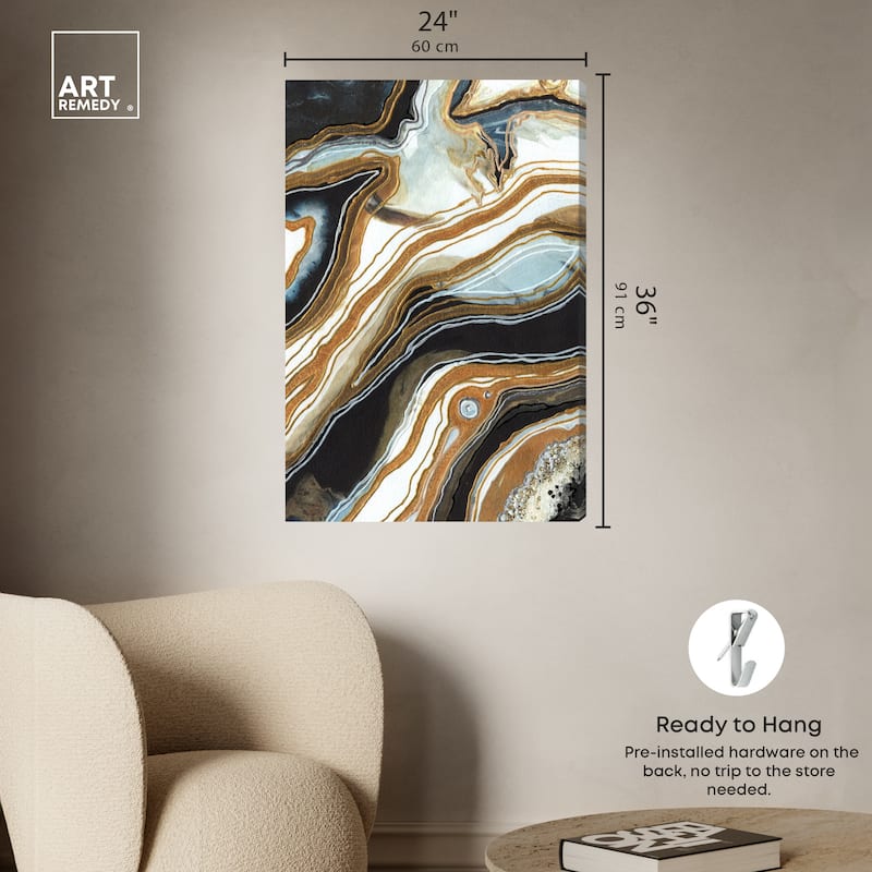 Art Remedy Black And Gold I Gallery Wrapped Mineral, Agate & Geode 1 Piece Canvas Wall Art