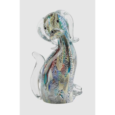 Artistic Multi-Color Dog Glass Sculpture