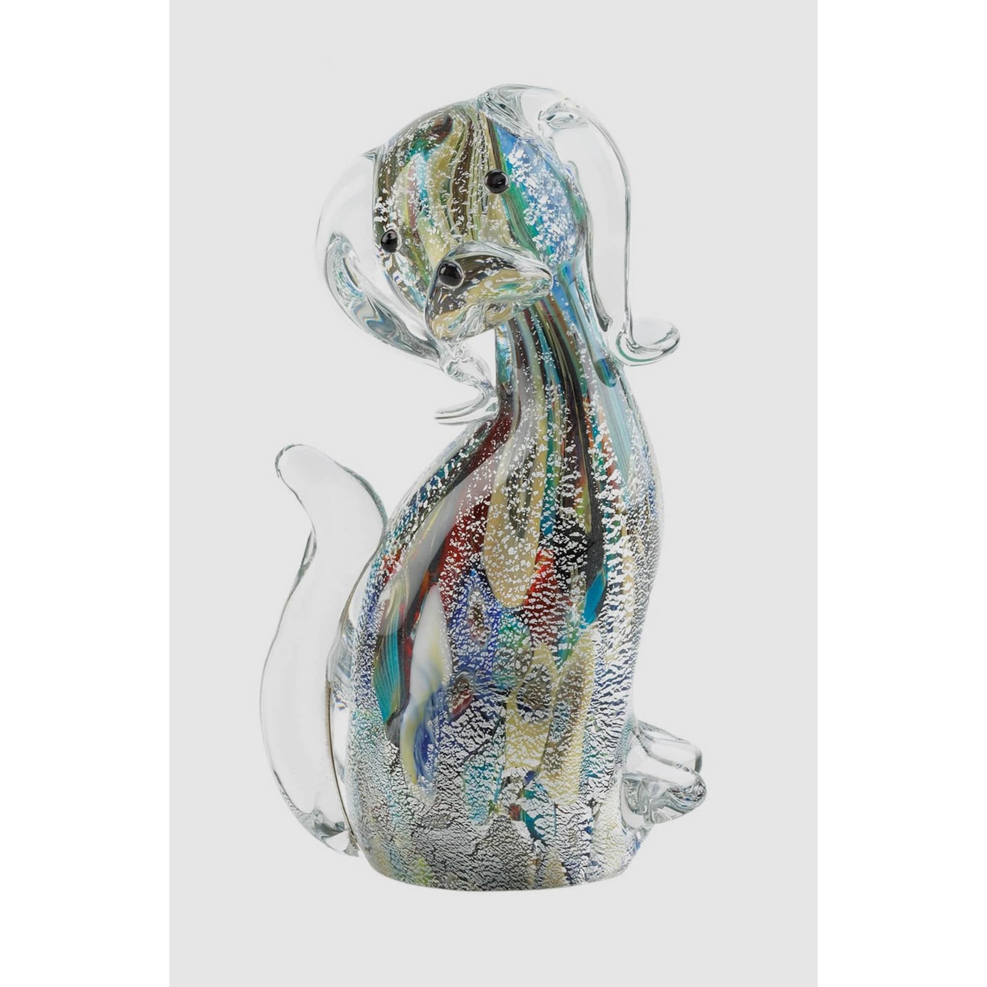 Artistic Multi-Color Dog Glass Sculpture