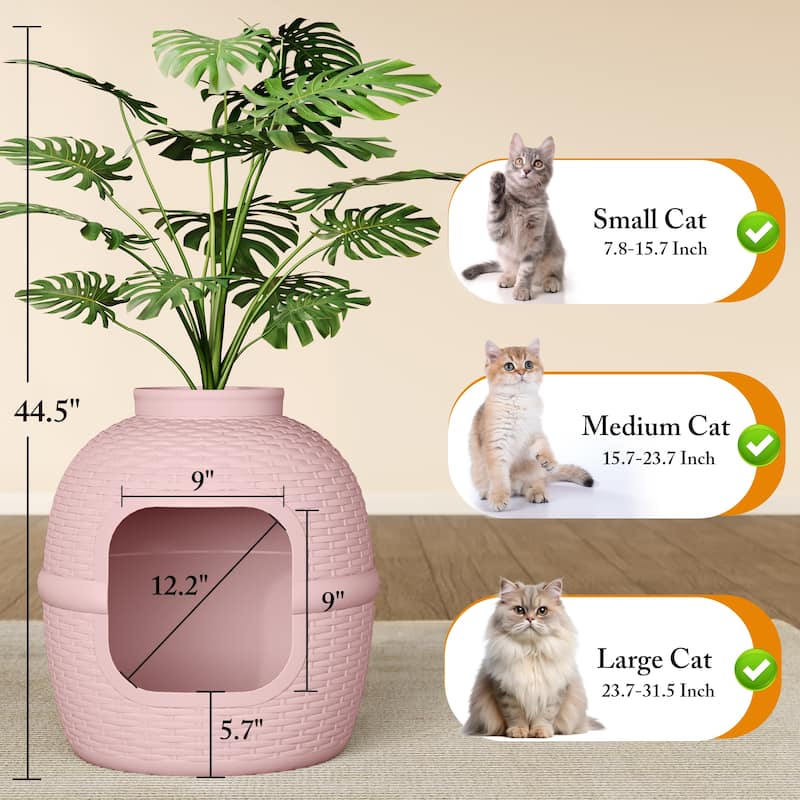 Hidden Litter Box with Faux Plant, Large Cat Litter Box