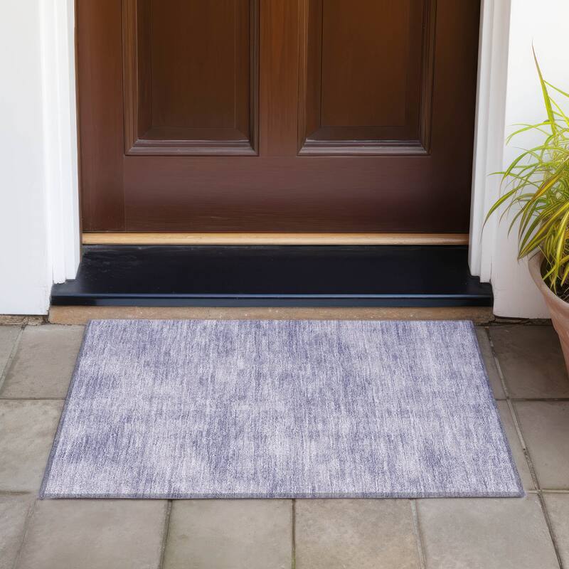 Machine Washable Indoor/ Outdoor Simple Solid Chantille Rug - Purple - 1'8" x 2'6"
