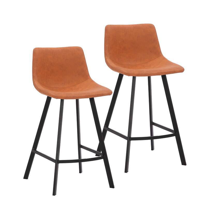 Porthos Home Quinta Counter Height Stools Set Of 2, Microfiber, Powder Coating Steel - Brown