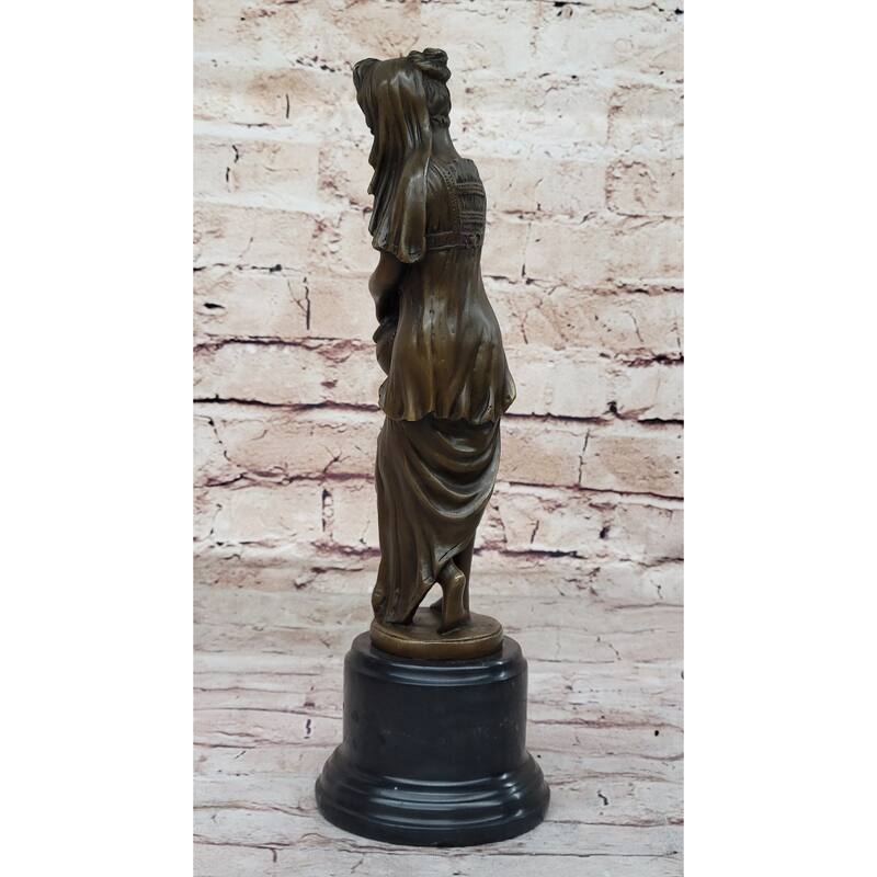 Water Bearer Young Woman Clical Bronze Sculpture Statue Figure On Marble Base By Milo