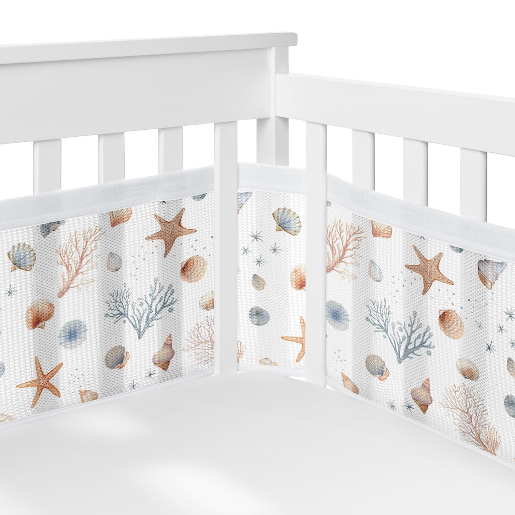 Sweet Jojo Designs + BreathableBaby Breathable Mesh Crib Liner Ocean Seashells Sea Boy, Girl, Unisex/Gender Neutral